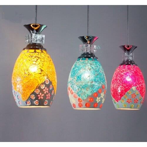 Colorful light dining room pendant light bar hall bedroom study Mediterranean Pastoral cafe lamps 3 heads Living room DF30