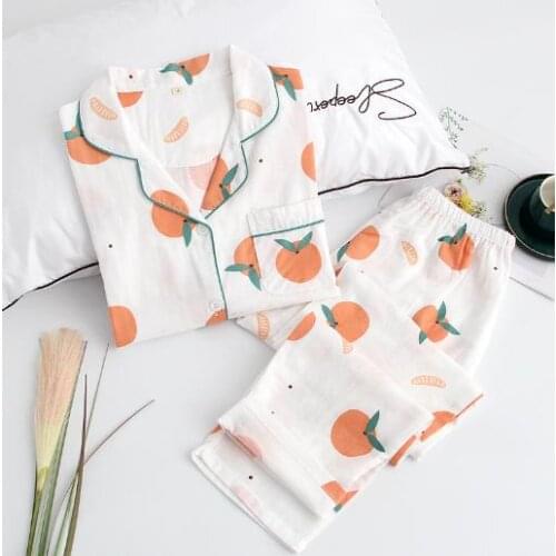 Cute Print Womens Pajamas Set Long Sleeve Autumn Winter Homewear Pijamas Loose Cotton Sleepwear Pyjamas Suit House Wear