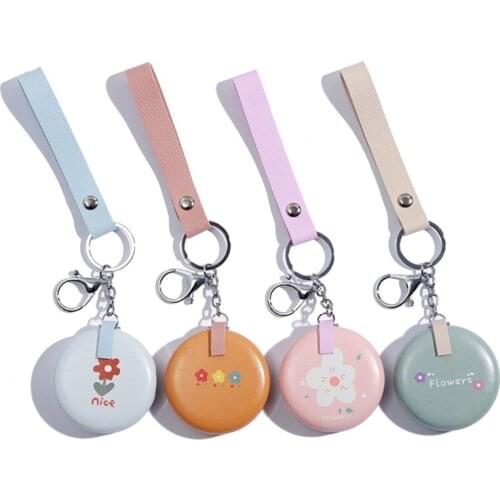 Mini Mirror Pendant Keychain Handheld Cosmetic Mirror Keyring Foldable Makeup Vanity Mirror for Women Girls