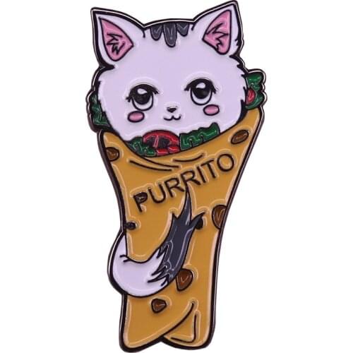 Soft taco cat enamel pin Cat Burrito brooch Pin vegan burrito brooch