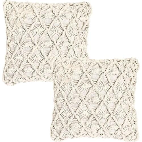 New Cushion Covers 100% Cotton Linen Macrame HandWoven Thread Pillow Covers Geometry Bohemia Style Pillowcase Home Decor 45*45cm