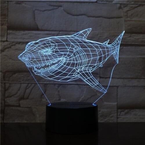 New Shark USB 3D Table Lamp Home Decor 7 Colors Changing LED Night Light Touch Remote Control Home Decor Atmosphere Lamp