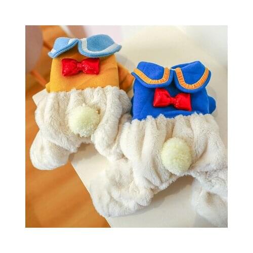 Pet Clothes Autumn And Winter Plus Velvet Thick Dog Clothes Bowknot Warm Winter Dog PP Cotton Coat Pet Clothes