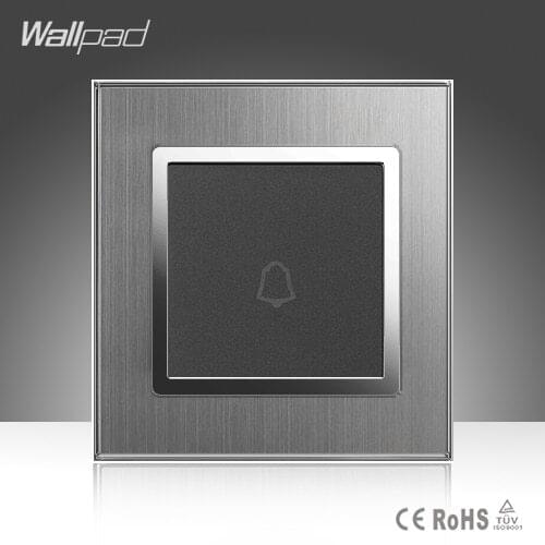 Doorbell Switch Wallpad Hotel EU UK Standard Silver Satin Metal Frame Door Bell Panel Push Button Wall Switch