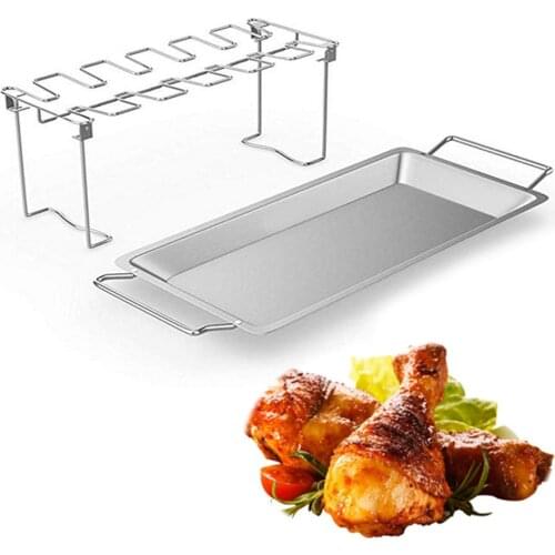 Non-Stick Barbecue Chicken Wing Leg Grill Stand Stainless Steel Vertical Roaster Wing Leg Rack BBQ Accessories Grill