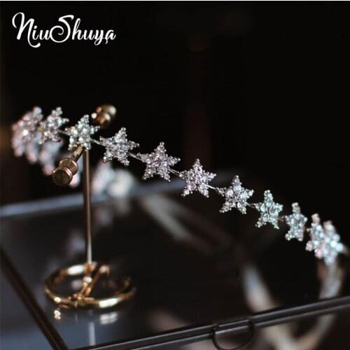 NiuShuya Headbands Women Hair Accessories Wedding Hairwear Engagement Jewelry Star Shape Headdress Romantic Hairbands Party Gift