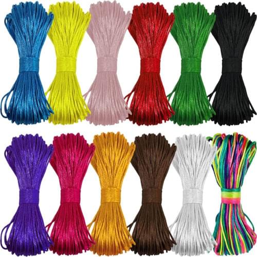 20m 2.5mm Mix Color Nylon Black Rattail Satin Chinese Knotting Silk Macrame Cord Beading Braided Shamballa String Thread