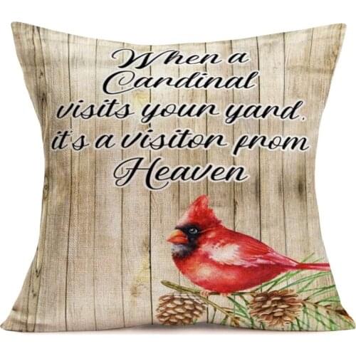 ShareJ Throw Pillow Covers When Cardinal Visits Your Yard, Its A Visitor from Heaven Inspirational Quote Home Decor Square
