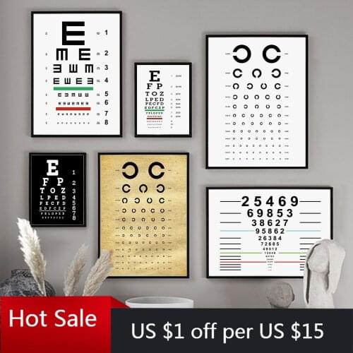Eye Test Chart Visual Acuity Nordic Print Art Canvas Painting Wall Decor Pictures For Posters Aesthetic Room Decorative