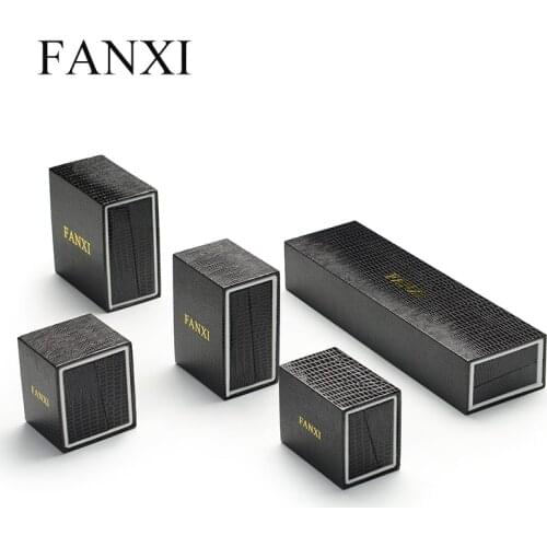 FANXI Jewelry Box Leatherette Paper Ring/Pendant/Bracelet/Chain Box Wedding Box Jewelry Packing Box Black Jewelry Organizer