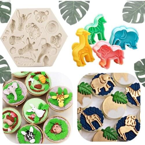 Forest Animal Silicone Cake Mold DIY Animal Cake Decorating Fondant Cake Mold Geometry Stereo Bear Deer Cat Animal Cake Mold