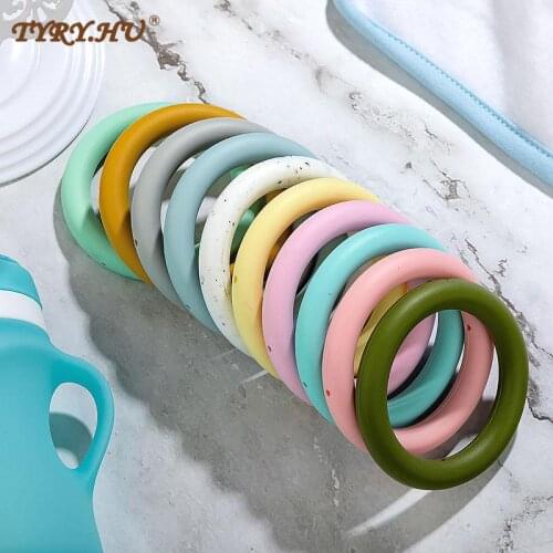 Ring Silicone Beads BPA Free Teething Ring 10pcs Baby Teethers Chew Nursing Beads Charm Necklace Pendant Toys DIY Pacifier Chain
