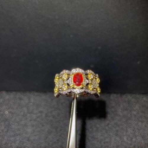 Super beautiful natural ruby ring. Gold plating, including certificates. Ms. 925 Sterling Silver