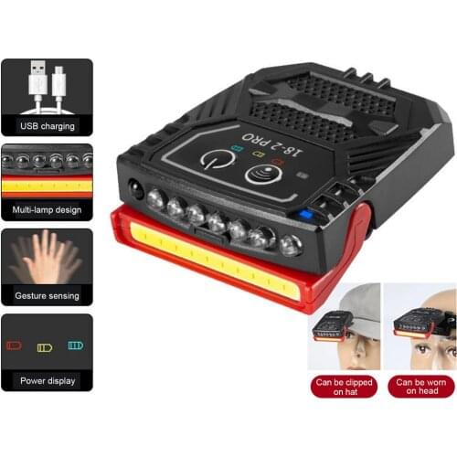 Outdoor LED Induction Hat Clip Lights Headlight Fishing Touch Sensor Headlamp USB Charging Cap Head Lantern Clip On Head Torch