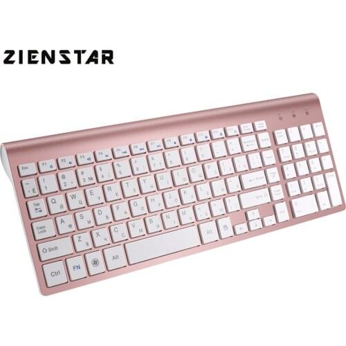 Zienstar English Wireless Mute Keyboard 2.4G Stable Connection with USB Receiver 4 Colors for Office Home Travel Presentation