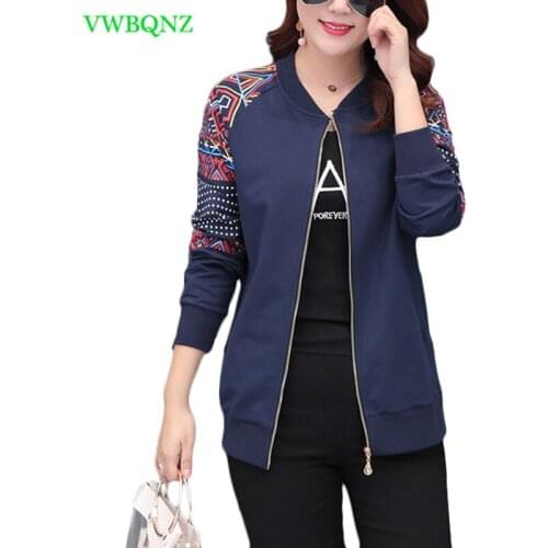 Plus size Windbreaker coat Women Spring New Loose Splice Round neck printing Trench coats Womens Cardigan Cotton overcoat A191