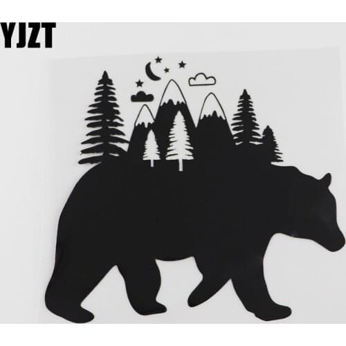 YJZT 17.2CMX15.5CM Cute Bear Inspiring Let Adventure Begin Forest Vinyl Car Sticker Black /Silver 13C-0203