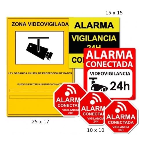 Pack 6 dissuasive vinyl video surveillance zone CCTV LOPD alarm connected video surveillance 24H self-adhesive stickers