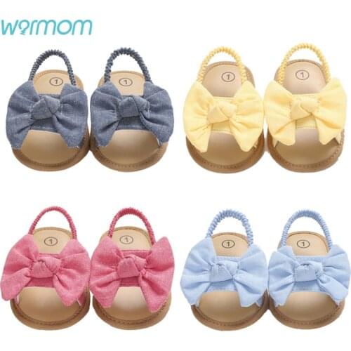 Warmom Baby Summer Clothing Kids Infant Baby Girl Shoes Bowknot Plaid Striped Floral Party Princess Beach Shoes Kids Sandals