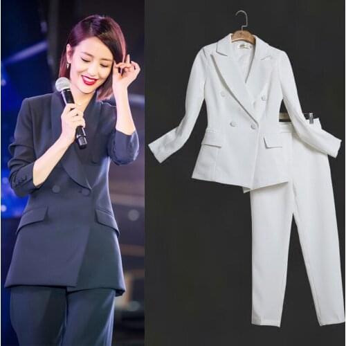 Womens suits autumn fashion double-breasted Slim professional ol suit suit jacket temperament trousers womens two-piece suit