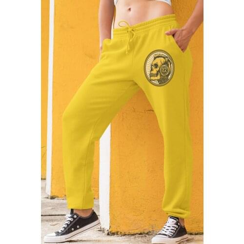 Angemiel Wear Gold Plaque Skeleton Yellow Women Sweatpants