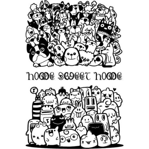 Home Sweet Home Animal Background Stamps Clear Rubber Dog Stamps For Scrapbook Card Making Paper Craft