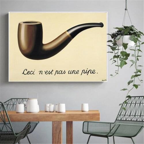 Famous Painting By Rene Magritte This Is Not A Pipe Canvas Painting Print Poster Wall Art Pictures for Home Decor Unframed