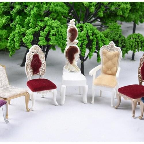 1 Pc 1/12 Dollhouse Miniature Chair Furniture European Style Stool Chair Doll Decor Pretend Play Toy