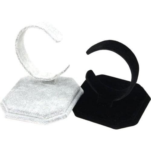 1 PC Black / Gray Velvet C-Shaped Design Jewelry Bracelet Bangle Watch Cabinet Display Stand Jewelry Storage Rack