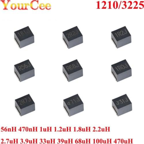 10pcs/lot 1210 SMD Inductor 56nH 470nH 1uH 1.2uH 1.8uH 2.2uH 2.7uH 3.9uH 33uH 39uH 68uH 100uH 470uH Inductance High Quality