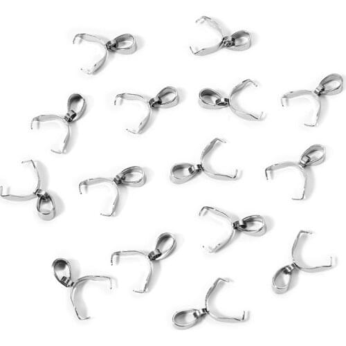 20pcs 316L Stainless Steel 3*15mm/5*17mm/7*19mm Bail Clasps Connectors Bale Pinch Clasps Steel Bail Pendant Necklace Clasps