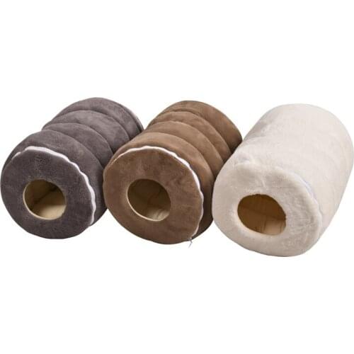 2020 Round Tunnel Tube Dog Bed Mat Kennel Soft Dog Puppy Pet Supplies Nest For Small Medium Dogs Winter Warm Plush Bed Houses