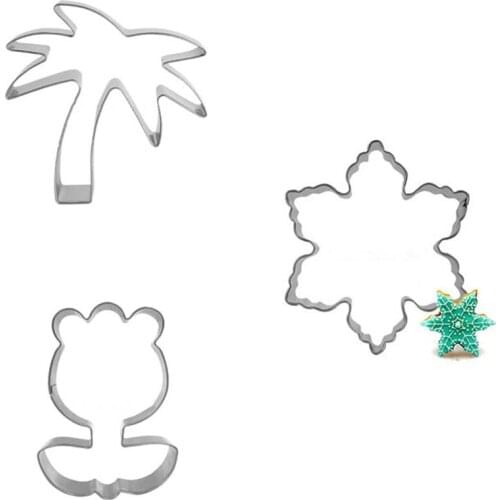 3pcs Fruit Vegetable Biscuit Cookie Press Cutter Tools Bakeware Baking Pressing Mold Kitchen Set Stainless Steel Baking Fondant