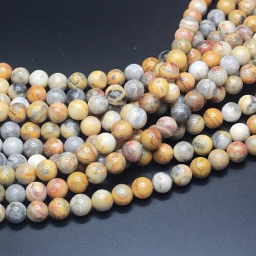 4-12MM Round Grazy Laceagate Beads Natural Stone Beads and Beads for Jewelry Making DIY Bracelet Necklace Jewelery Strand 15"