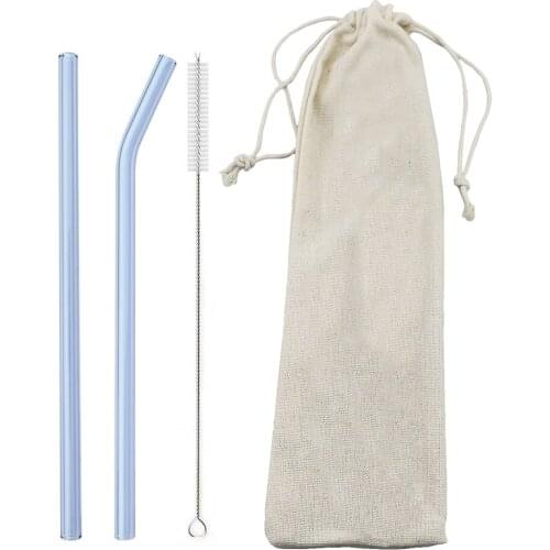 4/6Pcs Eco Friendly for Smoothies Glass Straw Set Reusable Drinking Straw High Borosilicate Tea Bar Accessories Straw with Brush