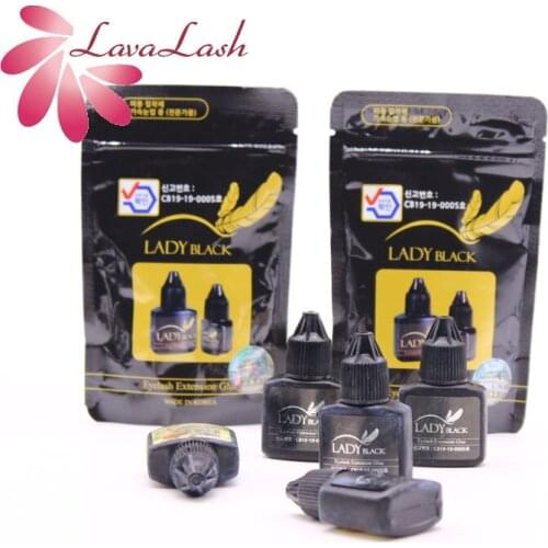 5 Bottles Lady Black Glue Eyelash Extensions Glue Wholesale 10ml Lower Irritation Eyelash Shop Beauty Tools With Sealed Bag