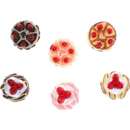5pcs/set Simulation Mini Resin Cake Model Dollhouse Miniature Food Scene Model DIY Doll House Accessories Kitchen Toys