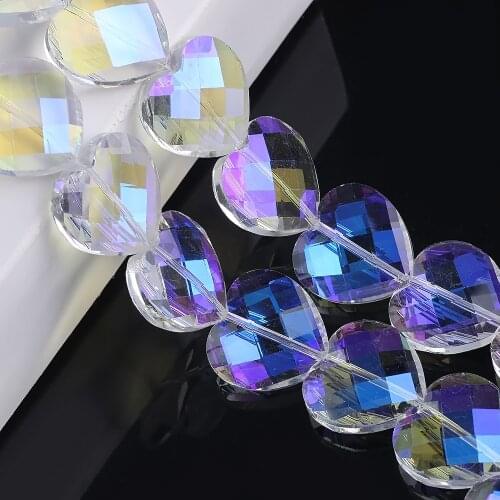 5pcs/lot Clear AB Heart Pendant 22mm Glass Heart Beads Charms Jewelry Making Material DIY Crafts Pearl Beads for Decoration