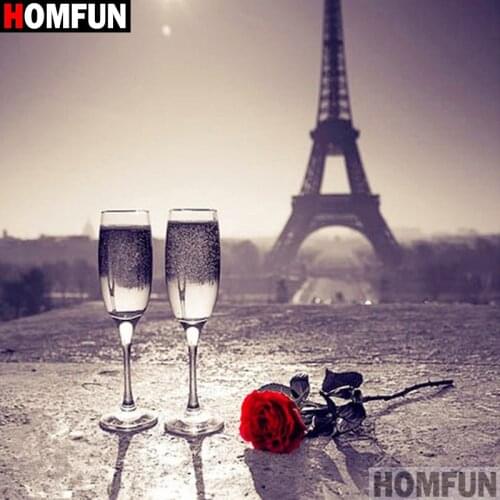 Homfun Full Square/Round Drill 5D DIY Diamond Painting "Tower Cup Flower"3D Embroidery Cross Stitch Home Decor Gift A10446