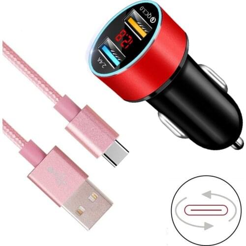 Quick Charge 3.0 Dual QC Car Charger For OPPO A5 A8 A9 A31 A53 A52 A72 A92 2020 Realme 5 6 7 X7 Pro Type C Phone Charger Cable