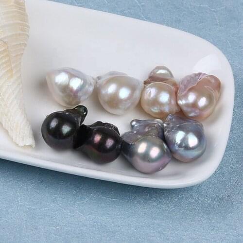 16-19mm White Pink Grey Black Large Baroque Flame Ball Pearls Natural Irregular Shape Freshwater Fireball Loose Pearl