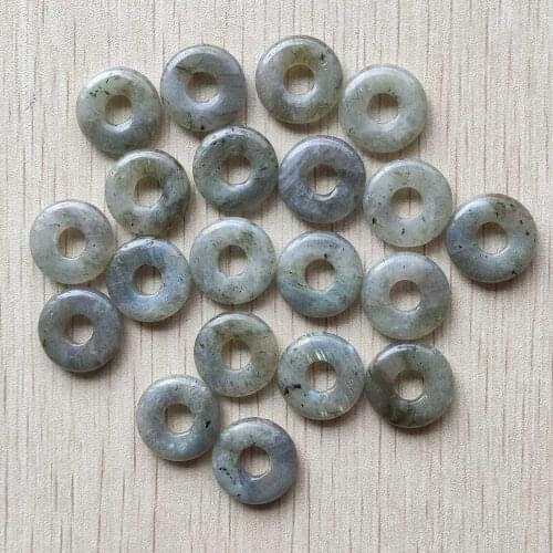 New fashion natural Labradorite circle donut charms Beads 18mm for jewelry accessories making 12pcs/lot wholesale