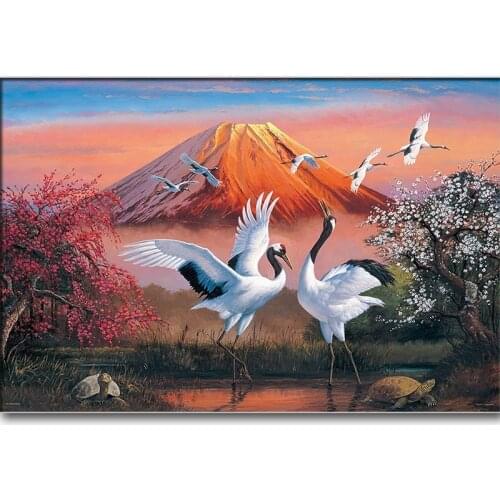 KAMY YI Boutique Animals White Cranes Volcanoes Landscape Diamond Paintings Embroidery Accessories 3D Images Home Decoration