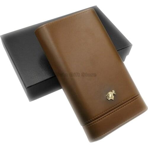 COHIBA Genuine Leather Cigar Cigarette Humidor Box Fit 3 Fingers Cedar Wood Lined Travel Case Tobacco Smoking Tool Outdoor