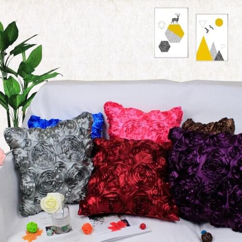 42x42cm Satin Rose Flower Cushion Cover Throw Pillow Case Home Sofa Bed Decor