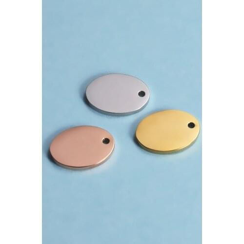 DIY oval lettered small pendant jewelry 50pcs 12*16mm New fashion simple mirror polished stainless steel ellipse accessories