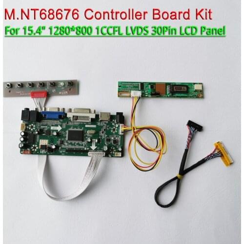 For LG LP154WX4 panelVGA+DVI 1Pcs CCFL Inverter 15.4" LVDS 30-Pin cable 1280*800 M.NT68676 LCD display controller card kit