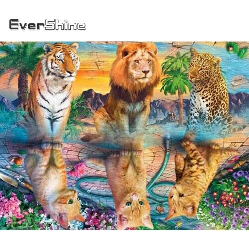EverShine 5D DIY Diamond Painting Animals Mosaic New Arrival Diamond Embroidery Tiger Cross Stitch Cat Art Home Decorations