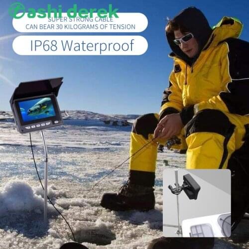 F05C 120 Wide View Fish Finder HD 1200TVL 8IR Led Underwater Fishing Camera with Rod Infrared Deeper Monitor for Ice/sea Fishing