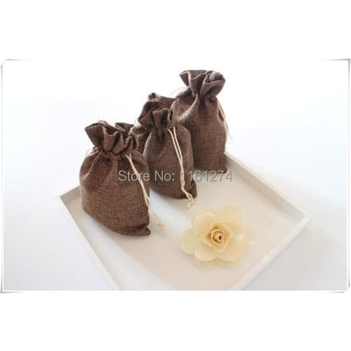 Brown 9x12cm/3X4" jute packaging burlap Wedding Party Christmas Gift Bags pouches jute bags Free shipping